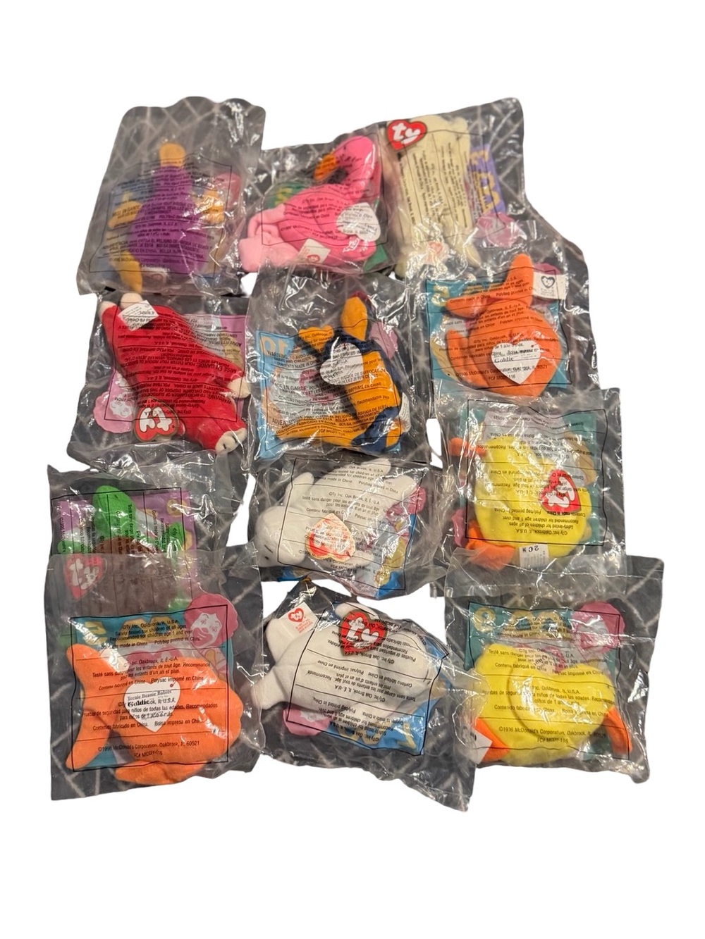 TY Teenie Beanie Babies McDonald’s Happy Meal 1996 Full Set Of 12 Sealed Org Bag